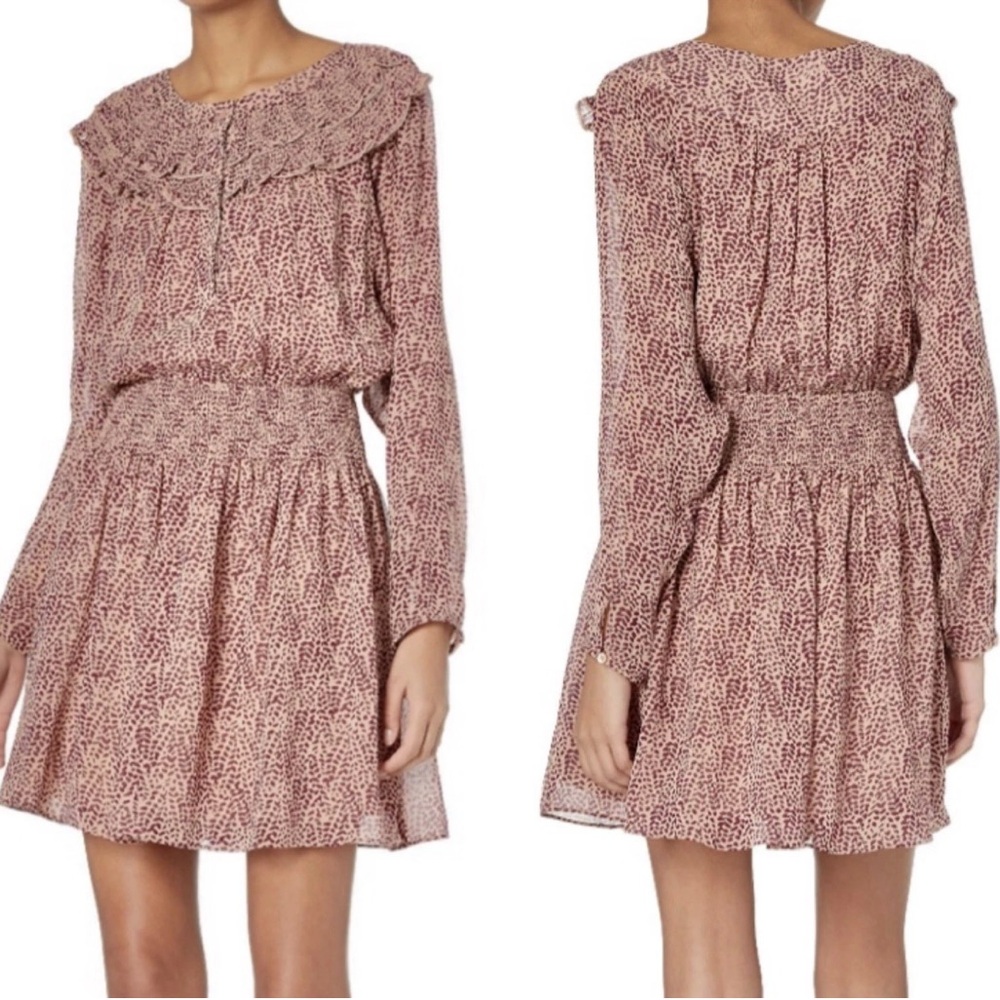 NWT - JOIE Lilianna Mini Dress - Ginger Silk Flare Lined Peach Burgundy